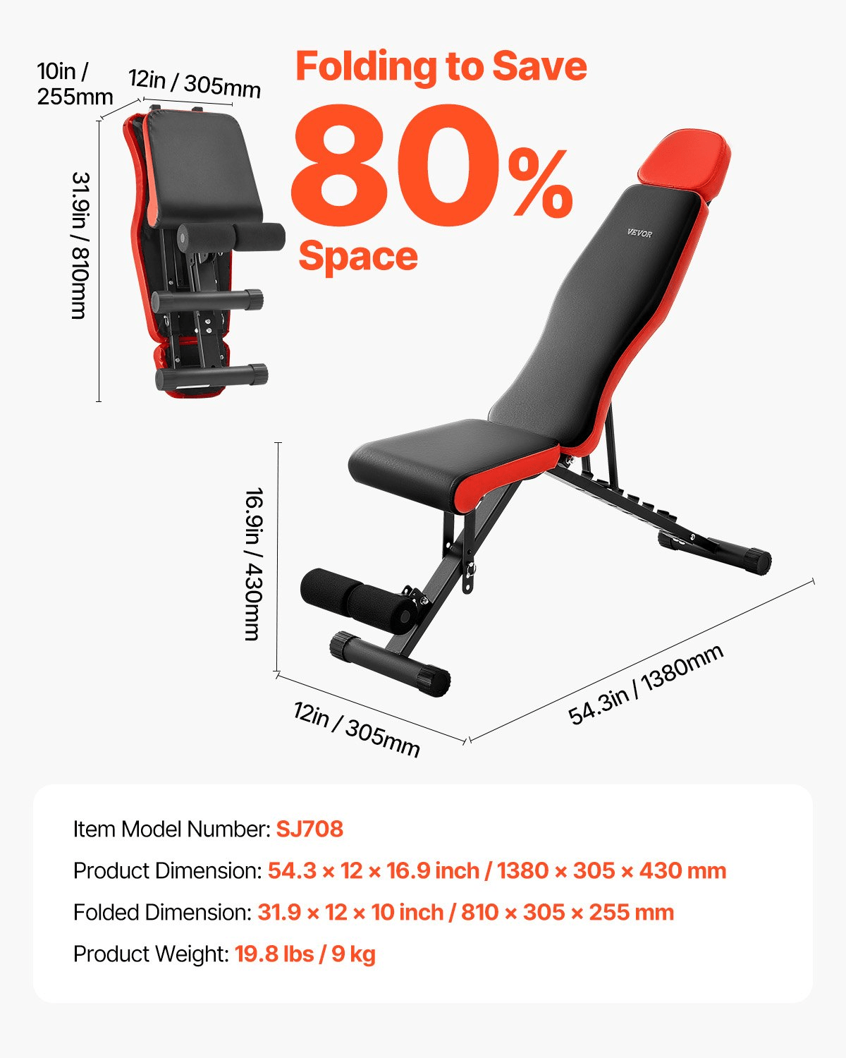 VEVOR Adjustable Weight Bench - Sit-Up Bench for Home Gym - Osadia Concept Store
