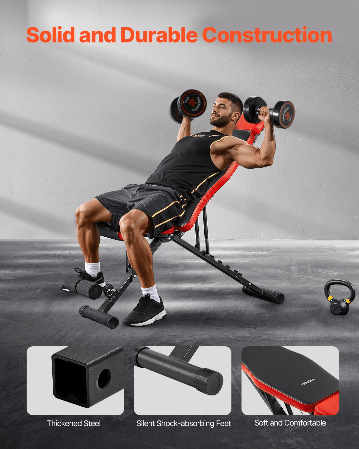 VEVOR Adjustable Weight Bench - Sit-Up Bench for Home Gym - Osadia Concept Store