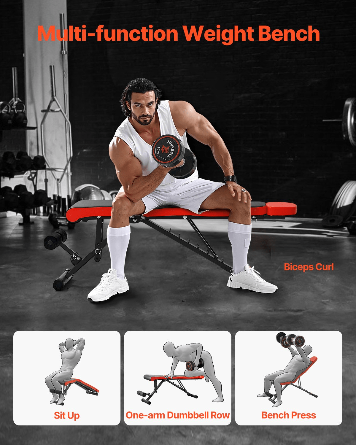 VEVOR Adjustable Weight Bench - Sit-Up Bench for Home Gym - Osadia Concept Store