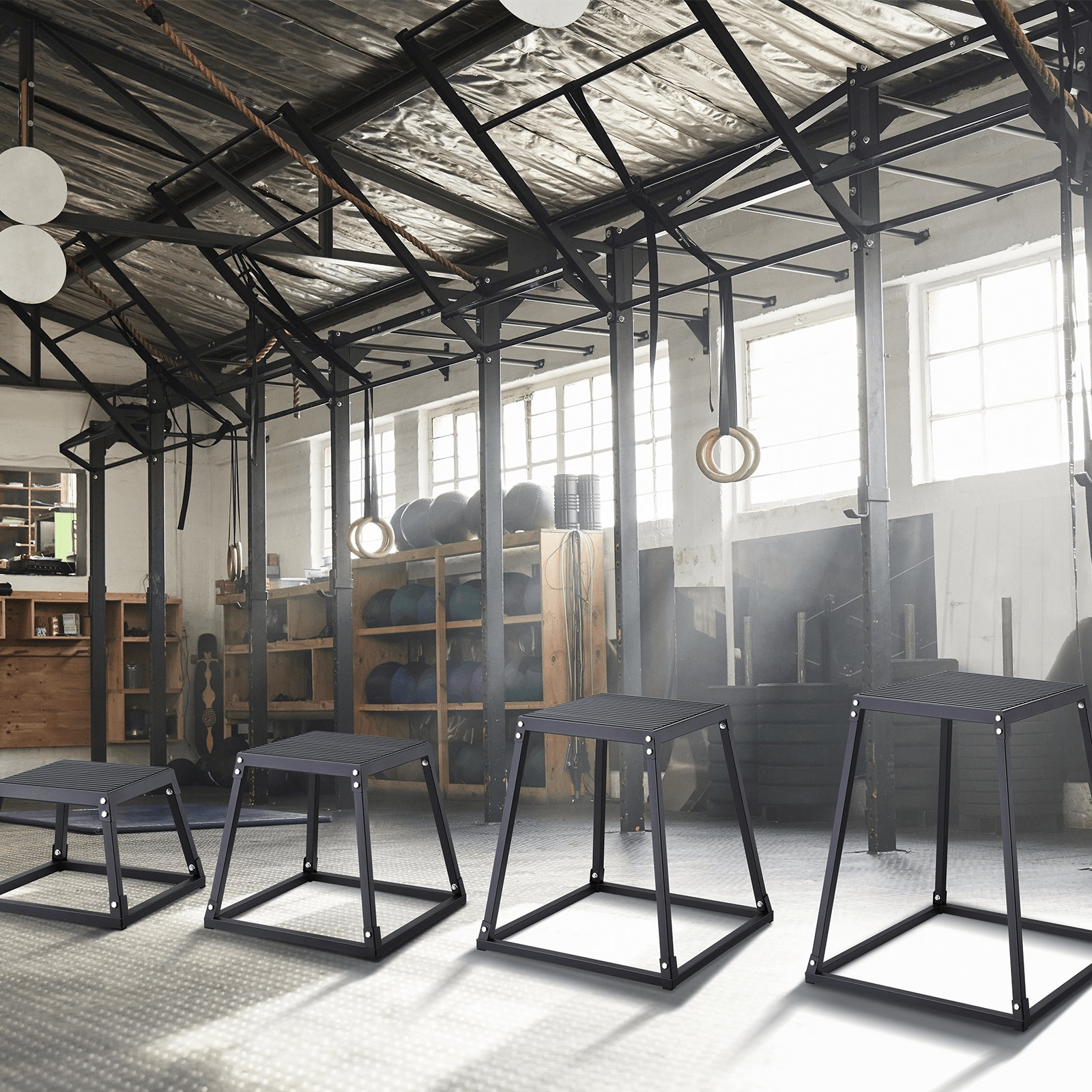 VEVOR Plyometric Jump Box Set, 12 18 24 30 Inch, Anti-Slip Steel Plyo Boxes for Home Gym Agility and Strength Training, 500 lb Capacity, Black - Osadia Concept Store