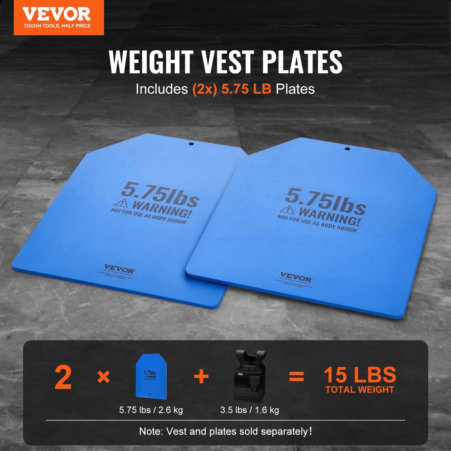 VEVOR Weight Vest Plates for Strength Training Running Workout 2x3.75 LB Plates - Osadia Concept Store