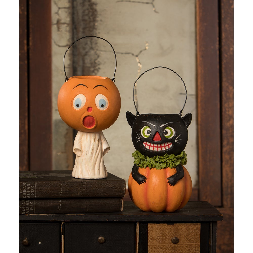 Vintage Black Cat in Pumpkin by Bethany Lowe Designs - Osadia Concept Store
