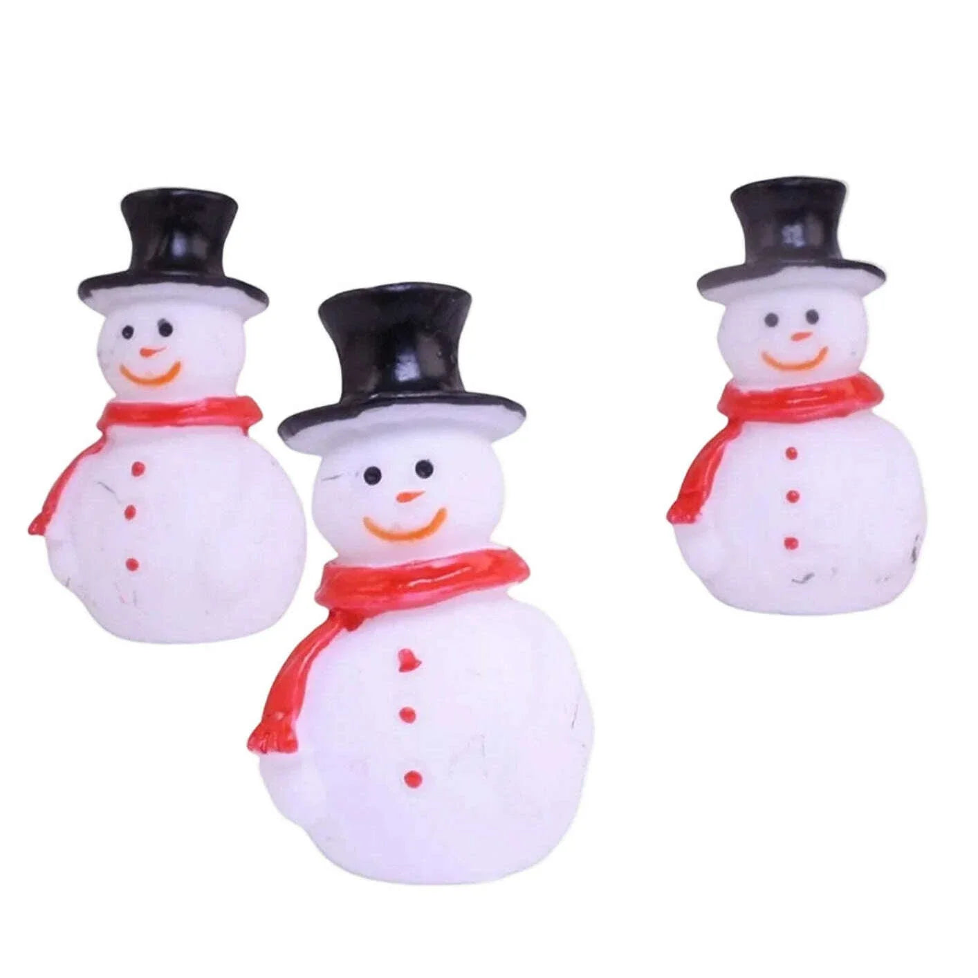 Vintage Hand-Painted Miniature Snowman Figure Set of 3