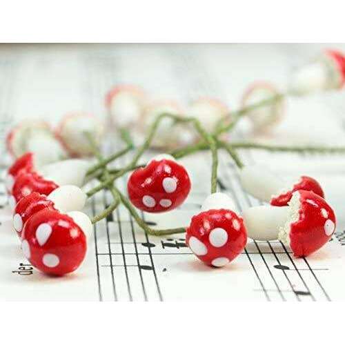Vintage Red Sealed Plaster Mushrooms -Set of 10