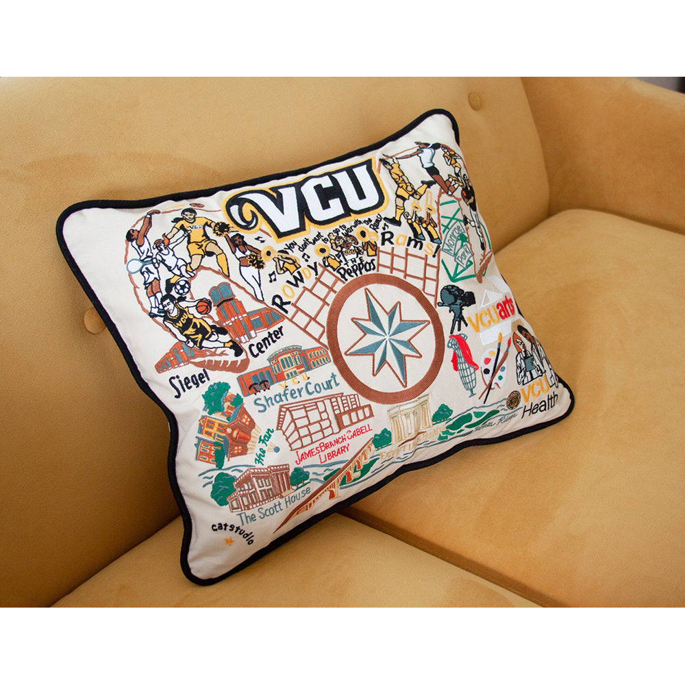 Virginia Commonwealth University (VCU) Collegiate Embroidered Pillow by Cat Studio