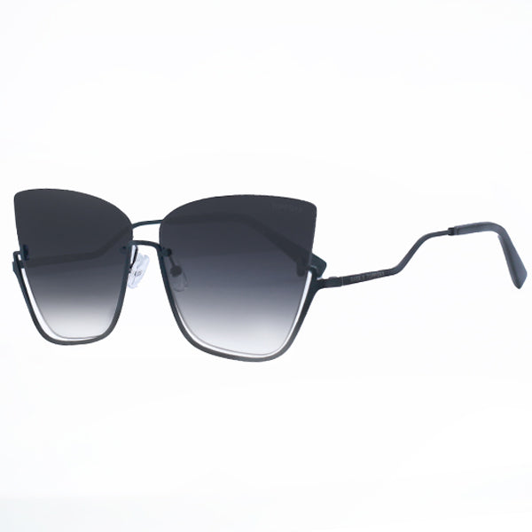 Vixen - Black Lens Black Frame Metal Cateye Sunglasses