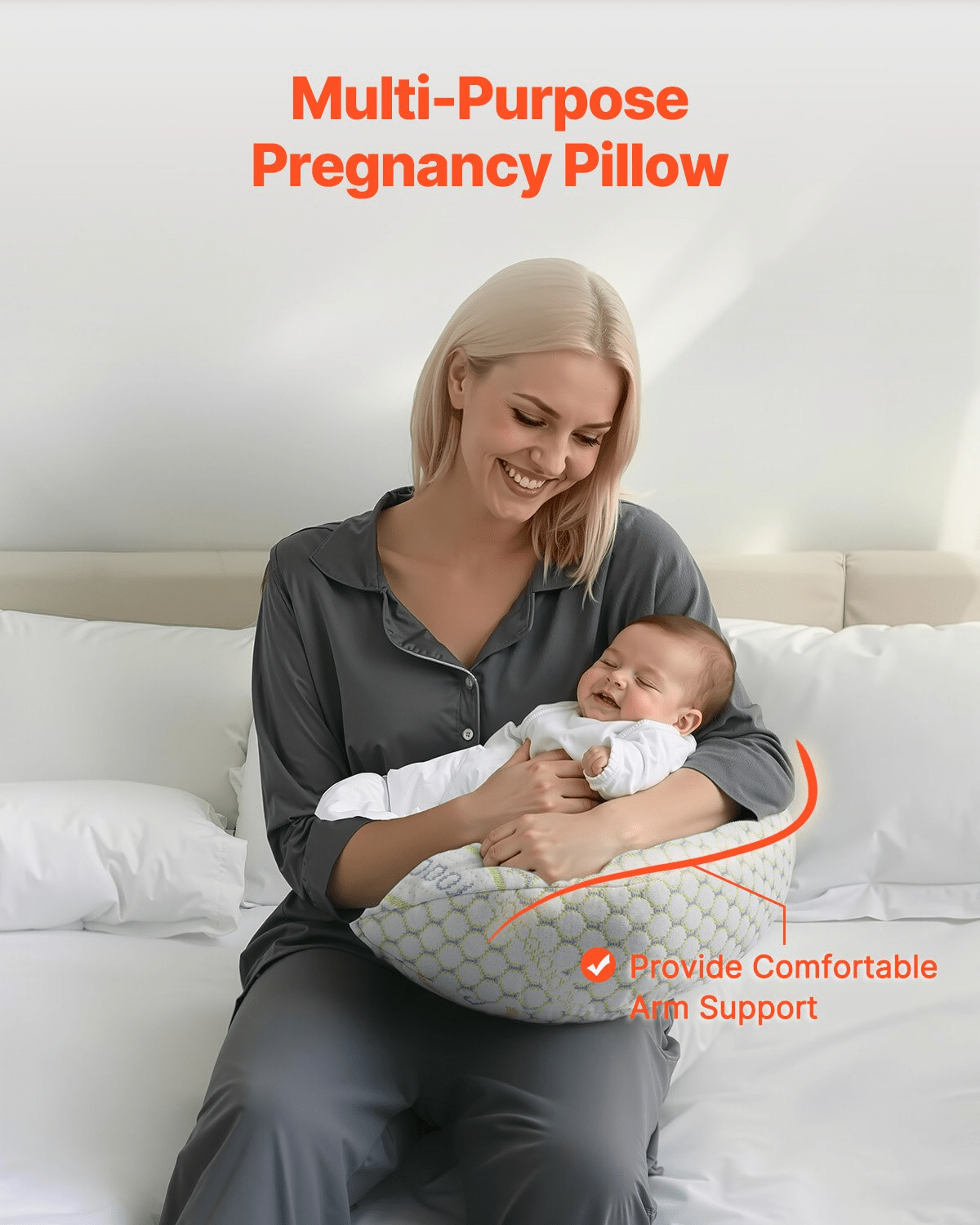 Pregnancy Wedge Pillow W Shape with Breathable Removable Cover - Osadia Concept Store