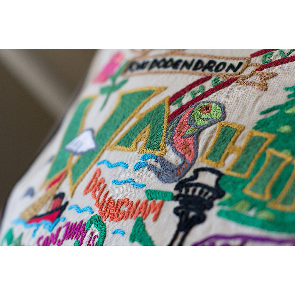 Washington Hand-Embroidered Pillow
