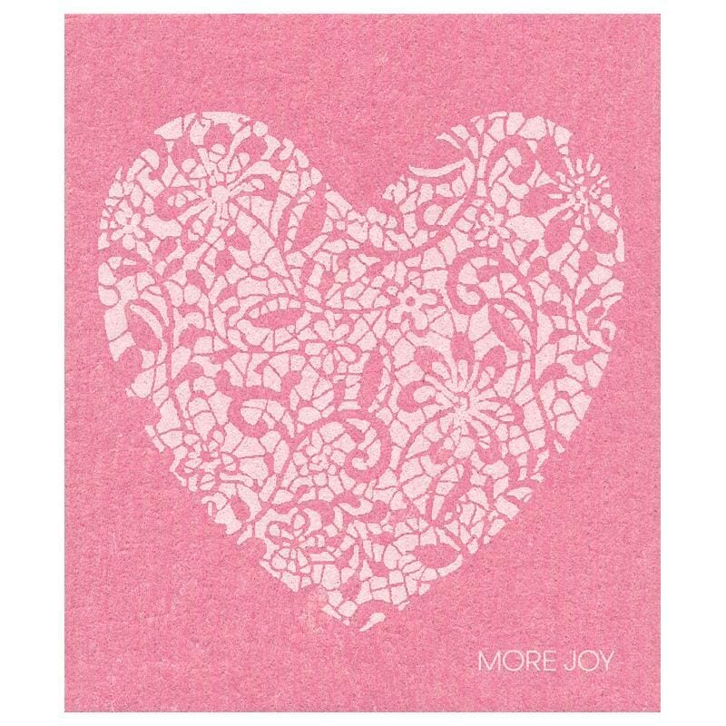 White Heart on Pink Swedish Dishcloth - Osadia Concept Store