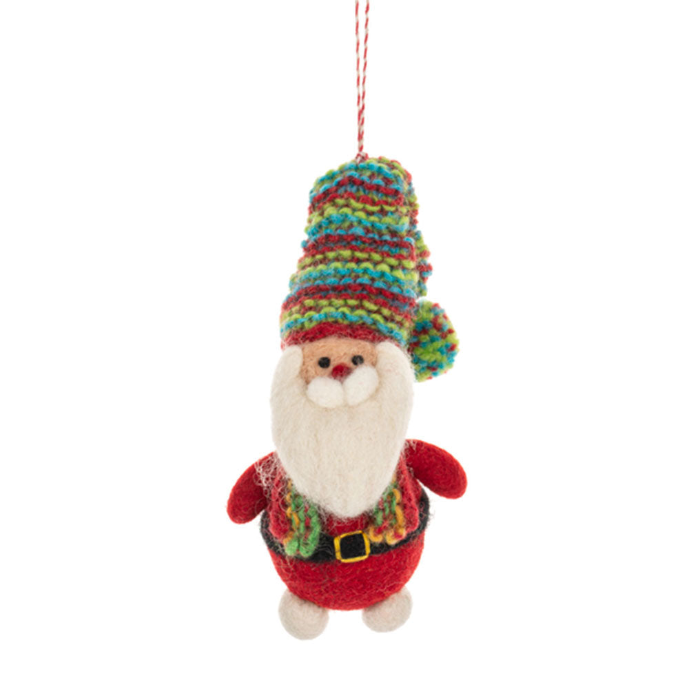 Felted Wool Santa & Snowman Ornaments Set of 2