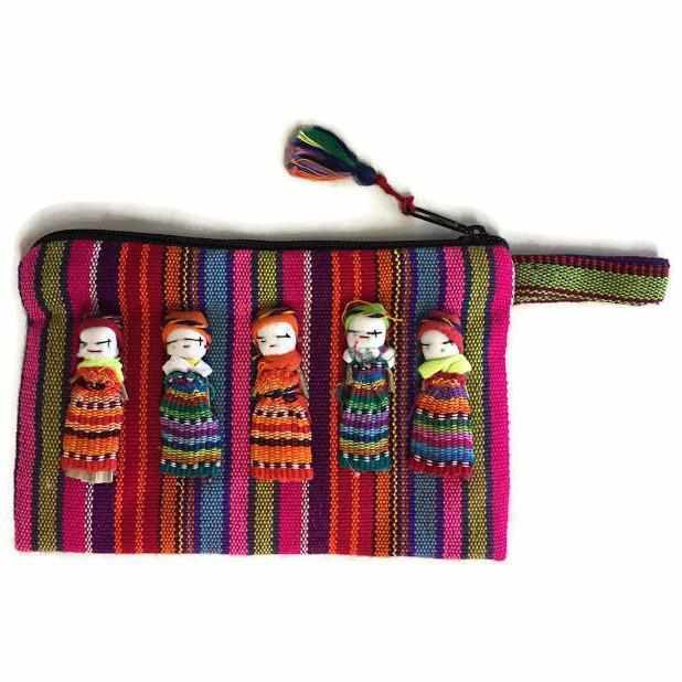 Woven Worry Doll Multicolor Pouch - Guatemala