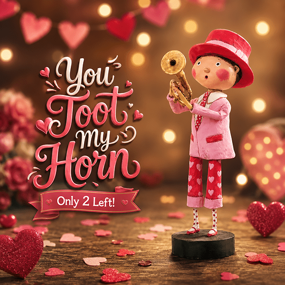 You Toot My Horn Valentine's Day Figurine by Lori Mitchell SHIPS DECEMBER