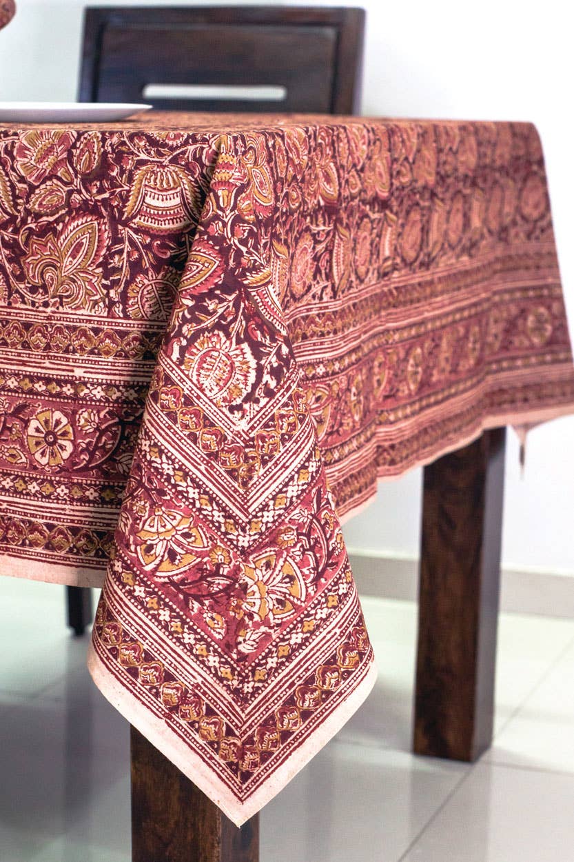 Terracotta Kalamkari Tablecloth